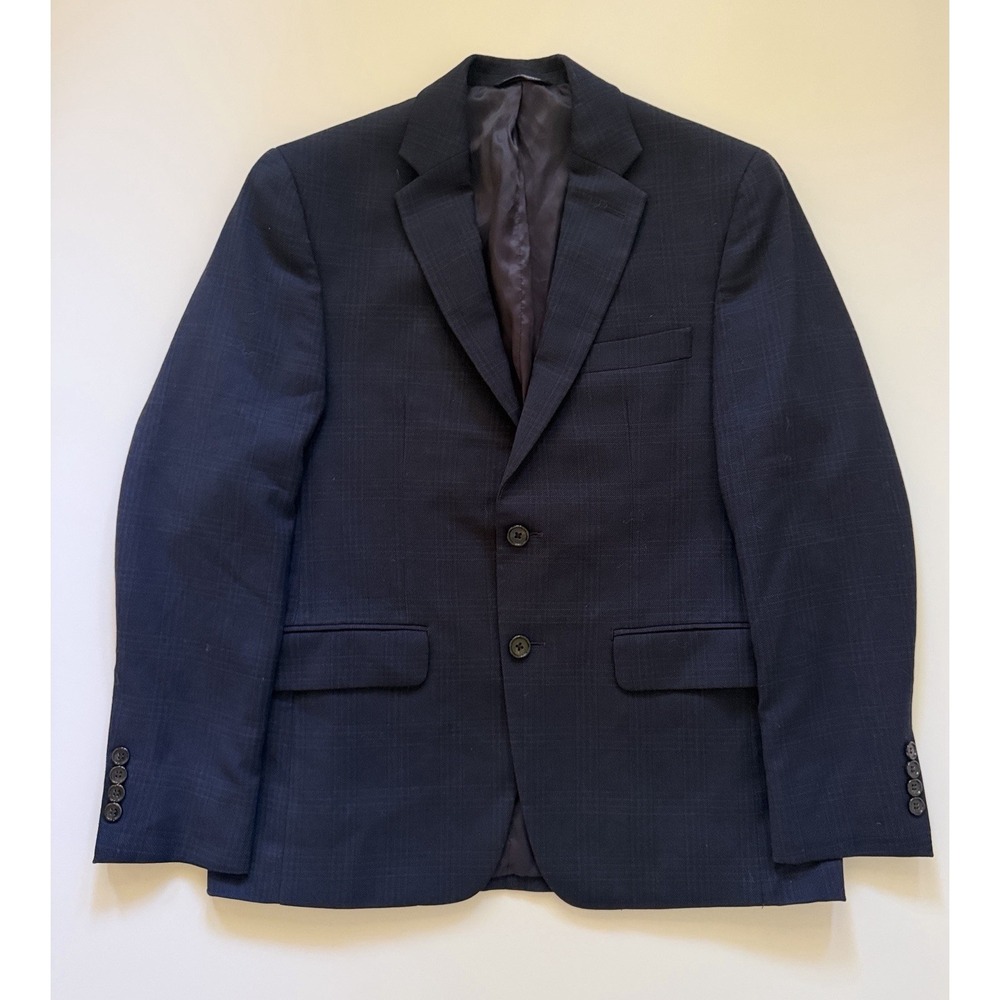 Ralph Lauren Men's Navy Wool Sport Coat Blazer 38S 98% Wool Windowpane Dillard's